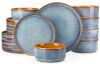 vancasso ONION Ceramic Plates and Bowls Sets, 18 Pieces Blue Dinnerware Sets for Kitchen, Reactive Glaze Dishes Set for 6, Dishwasher and Microwave Safe - Thumbnail 1