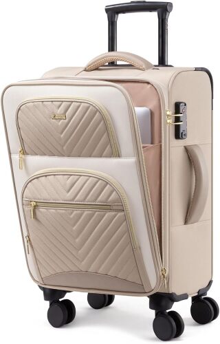 LOVEVOOK Carry on Luggage 22x14x9 Airline Approved, Large Waterproof Carry on Suitcase with 3 Packing Cubes, Lightweight Softside Underseat Travel Luggage with 360° Wheels, Laptop Compartment, TSA Lock - Lot 4068