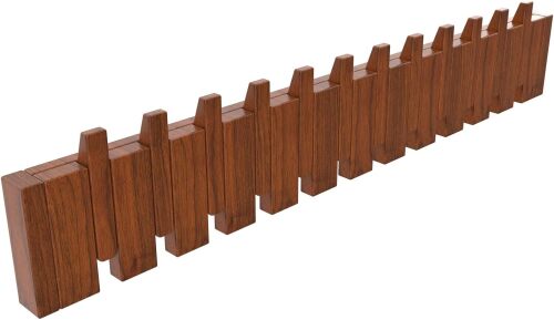FleiSleep Wall Mounted Piano Key Hanger | Flip Style Hook | Entrance Wall Art Hook, Made of Oak Wood (3 Times Painted, 4 Times Polished) (Walnut, 12Hooks) - Lot 4014