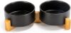 SPUNKYJUNKY Ceramic Dog and Cat Bowl Set with Wooden Stand, Modern Cute Weighted Food Water Set for Small Size Dogs (13.5OZ) & Medium Sized Dogs (28.7OZ) & Cats (3.6 Cups, 2 × Black) - Thumbnail 1