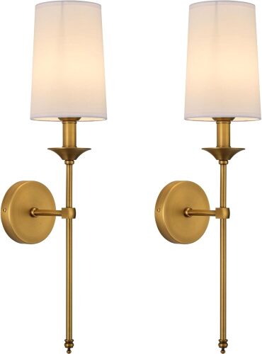 PASSICA DECOR Wall Sconce Set of 2 Hardwired Vintage Antique Brass Sconce Candle Wall Light for Bedroom Living Room Vanity Farmhouse Bathroom Hallway - Lot 4064