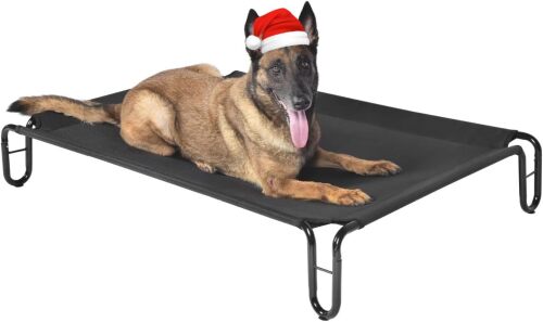 pettycare Elevated Outdoor Dog Bed - Raised Bed for Large Dogs, Waterproof Cot Easy to Assemble, Cooling Elevated Cot with Breathable Teslin Mesh, Durable, Non Slip, Up to 65 lbs,Black - Lot 4004