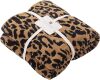 MH MYLUNE HOME Micro Plush Microfiber Polyester Blanket, Reversible Leopard Pattern - Thumbnail 1
