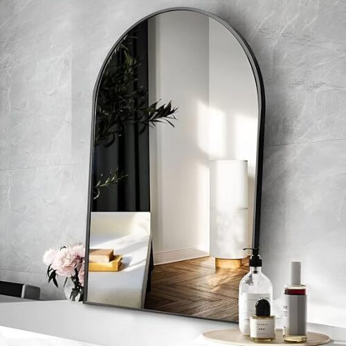 Home Arched Black Mirror 30 x 40 Inch Bathroom Mirror with Powder Coated Iron Frame, Mirrors for Wall,Bedroom, Vanity, Living Room, for Modern Minimalist Farmhouse Home Decor - Lot 4132