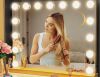 Vanity Makeup Mirror with Lights, 10X Magnification,Large Hollywood Lighted Vanity Mirror with 15 Dimmable LED Bulbs, USB Charger Port, Tabletop or Wall-Mounted - Thumbnail 1