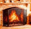 Fire Beauty Fireplace Screen 3 Panel Wrought Iron Metal, Spark Guard Cover - Thumbnail 1