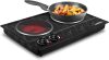 Hot Plate, Double Burner Electric Hot Plate for Cooking, 1800W Dual Control Portable Stove Countertop Electric Burner Infrared Cooktop, Stainless Steel - Thumbnail 1