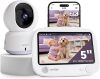 Hybrid Video No WiFi & Smart WiFi Baby Monitor - 5" 1080P Split Screen & 2K Camera App Control, Motion Alerts, Sound Detection, HD Night Vision, 5050mAh Battery,Triple Security, 1600ft Range - Thumbnail 1