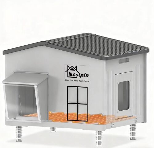 Lslpin Indestructible Large Cat House for Outdoor Cat Heat Resistant Weatherproof Elevated Evacuation Door Insulated Wild Cat House with Heating - Lot 4110