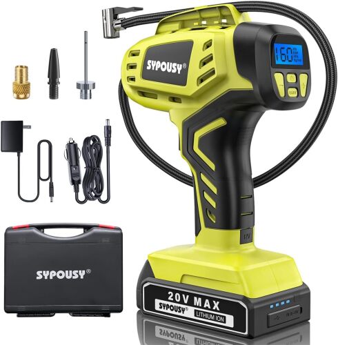 Tire Inflator Portable Air Compressor,Digital Cordless Tire Inflator,2X Faster Car Tire Pump with 20V Rechargeable Battery,Dual Power Supply Modes,Air Pump for Car Tires,E-Bike etc. - Lot 4158