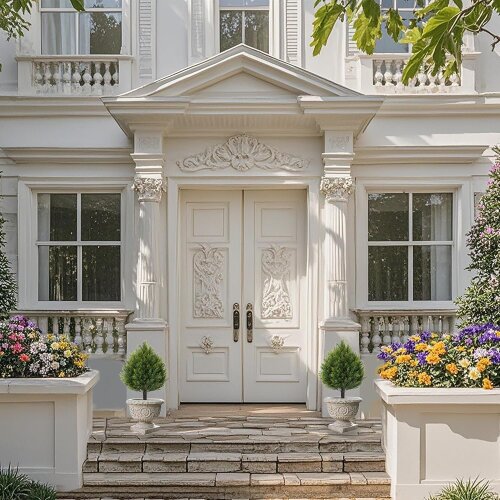 21'' Artificial Cedar Topiary Ball Trees with Ground Spike, 2 Pack Artificial Shrubs, Resistant Fake Plant Brush for Indoor Outdoor Front Porch Garden - Lot 4109