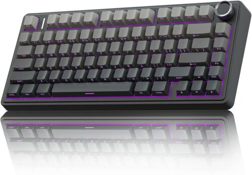 AULA F75 Pro Wireless Mechanical Keyboard,75% Hot Swappable Custom Keyboard with Knob,RGB Backlit,Pre-lubed Reaper Switches,Side Printed PBT Keycaps,2.4GHz/USB-C/BT5.0 Mechanical Gaming Keyboards - Lot 4105