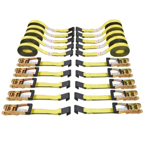 VEVOR Ratchet Tie Down Straps (10PK), 10000 lb Break Strength, Endless Ratchet with 10 Premium 2" x 30' Tie Downs Heavy Duty, Track Spring Fittings for Moving Securing Cargo, Appliances, Motorcycle - Lot 4141