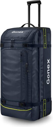 Gonex Rolling Duffle Bag with Wheels, 100L Water Repellent Large Wheeled Travel Duffel Luggage with Rollers 33 inch, Navy Blue - Lot 4153