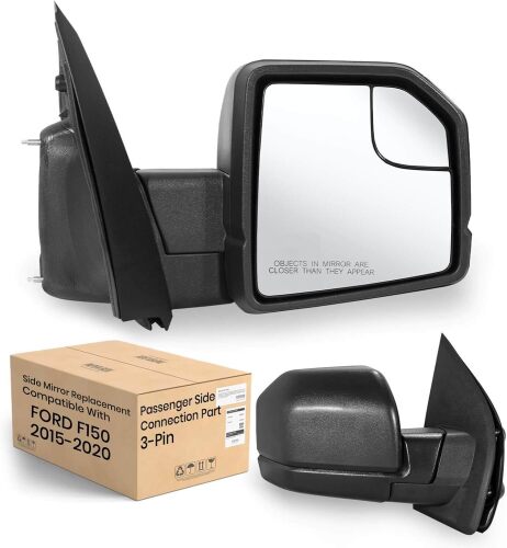 xingsichuang Right Passenger Side Mirror For 2015-2020 Ford F150 with Blind Spot Glass Power Without Turn Signal Light Non-Heated (3Pins) Replaces OE#FL3Z17682AK - Lot 4165