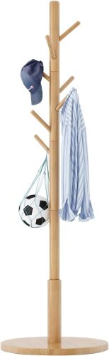 Wooden Coat Rack, Free Standing Coat Stand with 8 Hooks and 3 Height Options, Sturdy Kids Coat Tree Easy to Assemble, for Entryway Home Office Jackets Hat Purse - Lot 4171