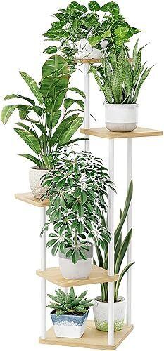 Bamworld Metal Plant Stand Indoor, 5 Tier Corner Plant Shelf for Multiple Plants, Black Tall Flower Stand for Patio Garden Balcony Living Room Bedroom - Lot 4189