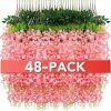 Alotiki Wisteria Hanging Flowers,Fake Hanging Flowers,Wisteria artificiales Garland for Home Wedding Arch Floral Party Garden Ceremony Outdoor Decor,3.6 feet Long(48,Pink) - Thumbnail 1