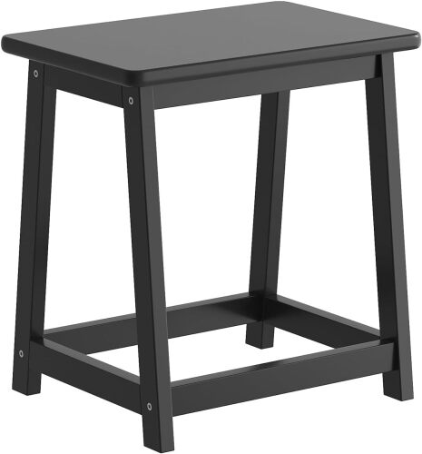 PULIJIAJU Black Wood end Table, Small Bench Seat, Wood Bathroom Vanity Bench, Plant Stand, Shoe Changing Handmade Stool for Kids or Adults (Black, Large) - Lot 4219