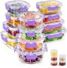 34pcs Glass Food Storage Containers with Lids Set, Airtight Glass Meal Prep Containers (17 Containers & 17 Lids), Leak Proof Lunch Container BPA-Free, Microwave, Oven, Freezer, Dishwasher Safe - Thumbnail 1