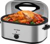 28Qt Electric Roaster Oven, with Self-Basting Lid, Removable Pan, Cool-Touch Handles, 1450W Stainless Steel Turkey Roaster Oven, Silver - Thumbnail 1