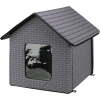 1-Story Insulated Waterproof Material Small Indoor-Outdoor Cat House with Door Flaps, Gray - Thumbnail 1