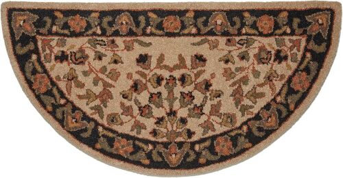Uniflame - Beige with Black Hand Tufted 100% Wool Hearth Rug - Protects Floor from Heat, Embers, and Sparks - Lot 4233