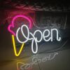 White Neon Sign for Ice Cream Store, Home Bar Decor - USB Operated (15.7x11in) by Open - Thumbnail 1