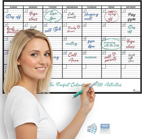 Large Wall Calendar, Whiteboard, Dry Erase - Lot 4263