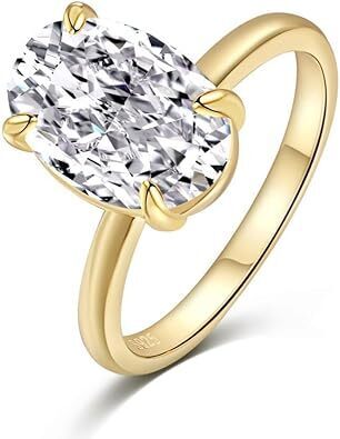 925 Gold Oval Cut Ring - cubic zirconia - Lot 4275