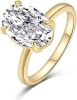925 Gold Oval Cut Ring - cubic zirconia - Thumbnail 1