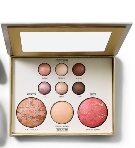 LAURA GELLER Baked Starter Kit Tuscan Dreams - Baked Balance-n-Brighten Powder Foundation + Retractable Angled Kabuki Brush + Best of the Best Palette, Tuscan Dreams medium plus lipstick - Lot 4287