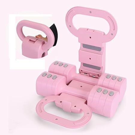 Adjustable Kettlebell Set, Small Weights Dumbbell Set for Women, 1 kg Dumbbells, Adjustable Weights Kettlebell Pink (2-in-1) for Women, Fitness Kit, Home, Gym - Lot 4234