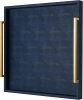 Large Navy Blue Decorative Tray for Ottoman,Stylish Rectangle Coffee Table Tray with Handles,Versatile Serving Tray for Living Room and Home Decor - Thumbnail 1