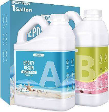 OcePor Epoxy Resin-1 Gallon, Crystal Clear Epoxy Resin Kit, No Yellowing No Bubble Art Resins Casting Resin for Art Crafts, Jewelry Making, Wood & Resin Molds(0.5 Gallon x 2) - Lot 4300
