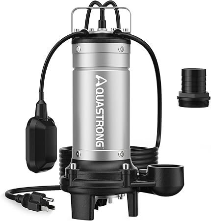Aquastrong 1HP Sewage Grinder Pump, Stainless Steel, Automatic Float Switch, Submersible Effluent/Sump Pump - Lot 4307