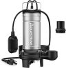 Aquastrong 1HP Sewage Grinder Pump, Stainless Steel, Automatic Float Switch, Submersible Effluent/Sump Pump - Thumbnail 1