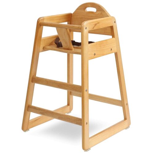 Wooden High Chair for Baby & Toddler – Restaurant-Style Stackable HighChair with Commercial Grade Solid Wood for Dining Table & Kitchen – Compact & Portable Design for Home & Restaurant Use -Natural - Lot 4223