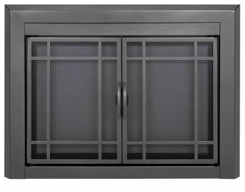 Pleasant Hearth Easton Small Gunmetal Glass Fireplace Doors - Lot 60JF