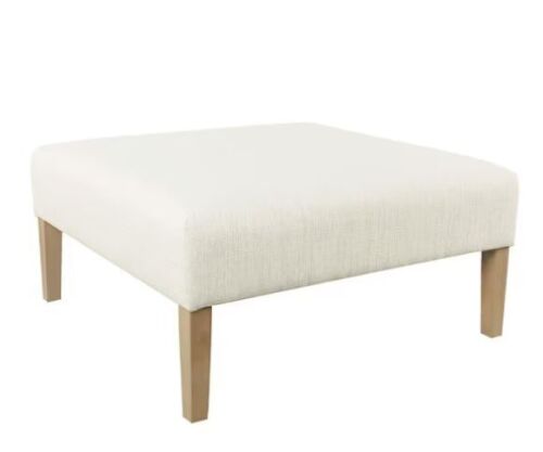Homepop Stain-Resistant Cream Woven Square 36 in. Bedroom Bench Without Back - Lot 69JF