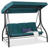 3-Seat Outdoor Canopy Swing Glider Furniture w/ Converting Flatbed Backrest - Thumbnail 1