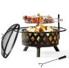 30 in. Outdoor Wood Burning Fire Pit with Cooking Grill - Thumbnail 1