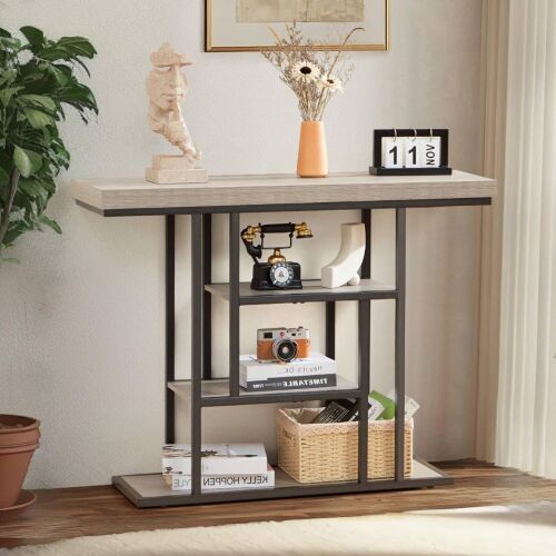 42" Industrial Console Table, Rustic Grey - Lot 164