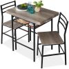 3-Piece Modern Square Dining Set w/ Storage Rack - Thumbnail 1