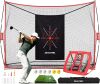 10x7ft Practice Net with Chipping Net, Foldable Mat, Silk Target, 8 Tees, 6 Balls, Carry Bag - Thumbnail 1