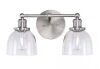 Home Decorators Collection Evelyn 16.25 in. 2-Light Brushed Nickel Industrial Vanity with Clear Glass Shades - Thumbnail 1