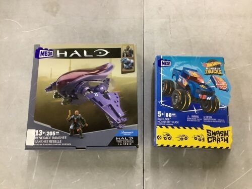 MEGA Halo The Series Renegade Banshee Aircraft Building Set & MEGA Hot Wheels Monster Trucks Smash & Crash Set - Lot 446JF
