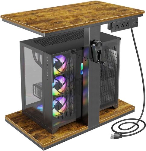 Computer Tower Stand with Wheels and Charging Station, Height Adjustable - Lot 458