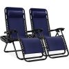 Set of 2 Adjustable Zero Gravity Patio Chair Recliners w/ Cup Holders - Thumbnail 1
