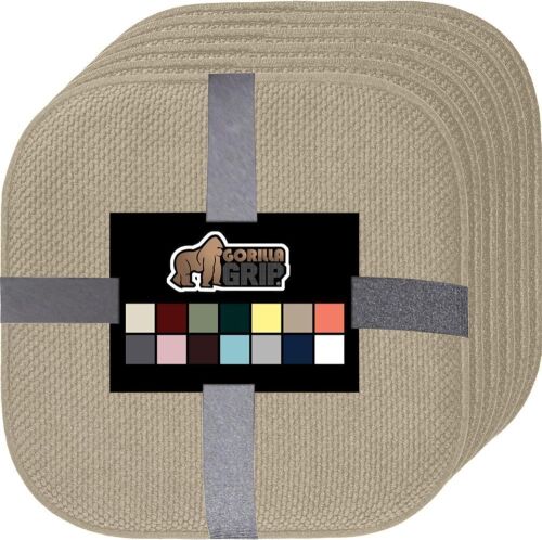 GORILLA GRIP Slip Resistant Memory Foam Chair Cushions, 16x16, Beige, 6 Pack - Lot 560